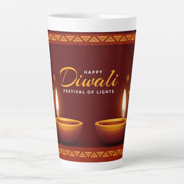 Taza De Café Latte Feliz Diwali (Anverso)