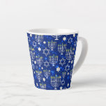 Taza De Café Latte Feliz Estrella Moderna De Hanukkah De David Menora<br><div class="desc">Este diseño de vacaciones de Hanukkah presenta un brillante fondo azul con menorah y estrella de David overlay. #hanukkah #chanukah #festivales #festividad #moderno #azul #menorah #starofdavid #jewish #elegante #moda #patrón #personalizado #velas #casa #café #mugs #coffeemugs #coftensovers #regalos #drinkware #cocina elegante #moda #moda de moda #moda de moda popular #moda #trending...</div>