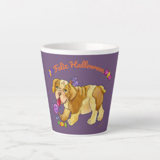 Taza De Café Latte Feliz Festival de Cachorro de Halloween 12 oz