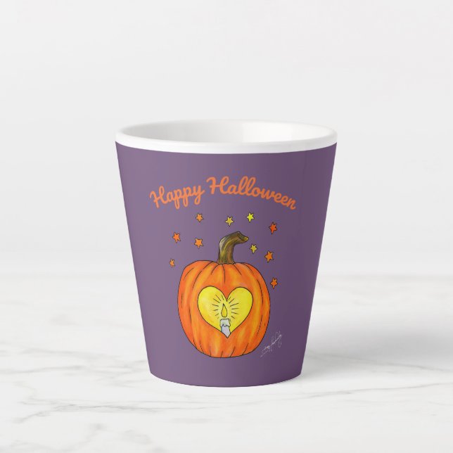 Taza De Café Latte Feliz Halloween Calabaza Mug (Anverso)