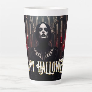 Taza De Café Latte Feliz Halloween - Celebración Gótica Oscura