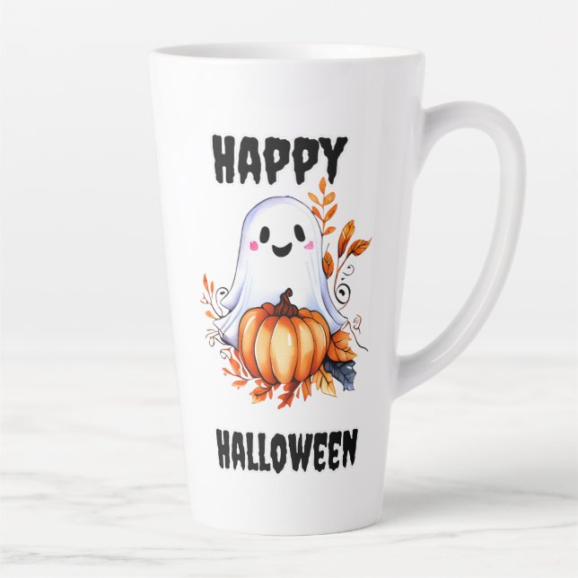 Taza De Café Latte Feliz Halloween Cute Ghost Mug (Derecha)