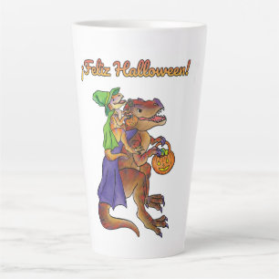 Taza De Café Latte Feliz Halloween Dinosaur Mug Large