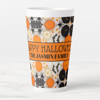 Taza De Café Latte Feliz Halloween Naranja Calabaza