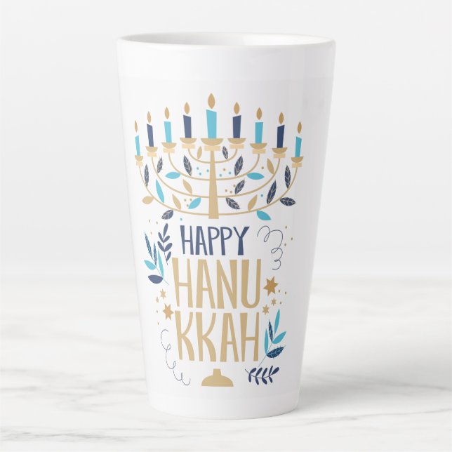 Taza De Café Latte Feliz Hanukkah (Anverso)