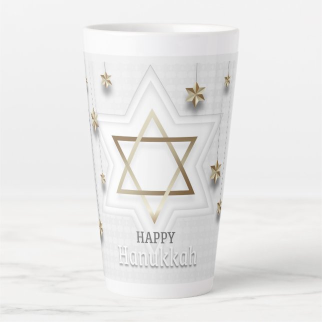 Taza De Café Latte Feliz Hanukkah (Anverso)