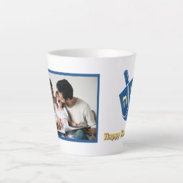 Taza De Café Latte Feliz Hanukkah Dreidel y foto de Latte Mug