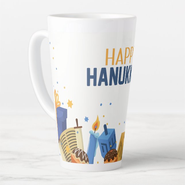 Taza De Café Latte Feliz Hanukkah Entretenimiento (Ángulo izquierdo)