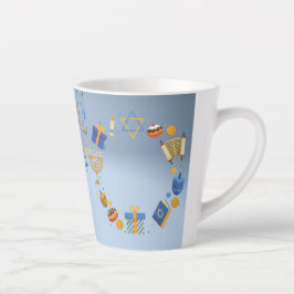 Taza De Café Latte Feliz Hanukkah Latte Mug en azul