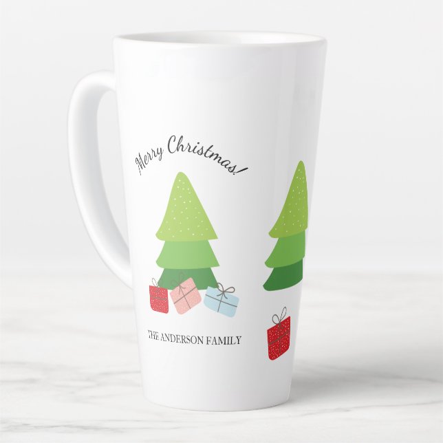 Taza De Café Latte Feliz Ilustracion colorido navideño (Ángulo izquierdo)