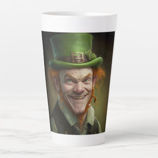 Taza De Café Latte Feliz Leprechaun Latte Mug (Anverso)