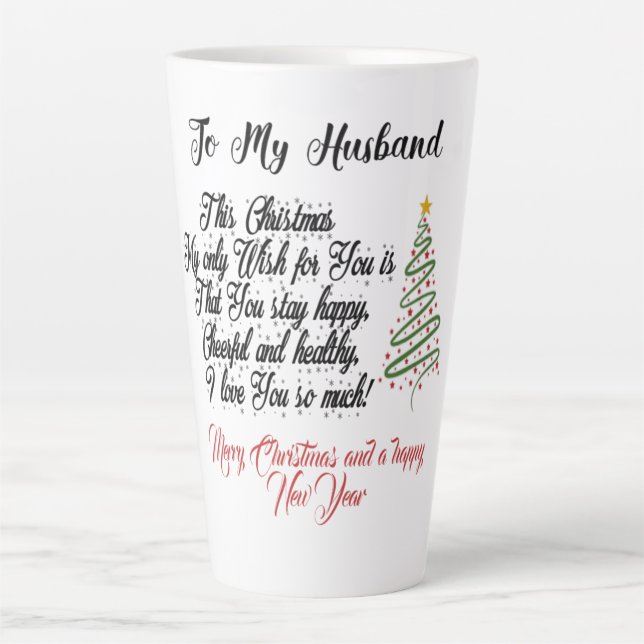 Taza De Café Latte Feliz Navidad a mi esposo (Anverso)