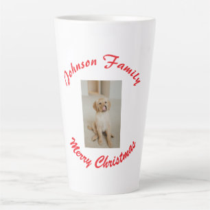 Taza De Café Latte feliz navidad apellido familia mascota foto animal