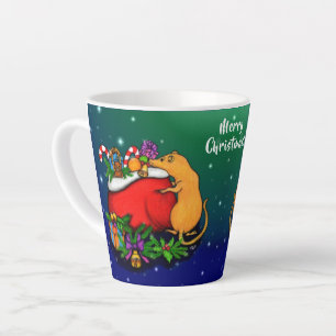 Taza De Café Latte Feliz Navidad con el príncipe rata