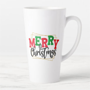 Taza De Café Latte Feliz Navidad con marco de diseño-80716