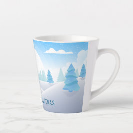 Taza De Café Latte Feliz Navidad con temas de invierno