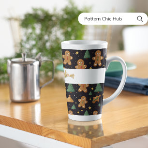 Taza De Café Latte Feliz Navidad Cuidad Gingerbread Pine Tree Star