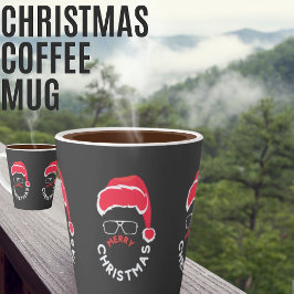 Taza De Café Latte Feliz Navidad, Feliz y Brillante