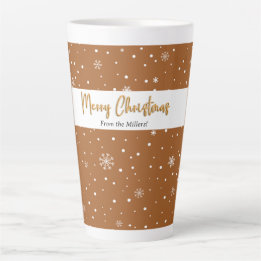 Taza De Café Latte Feliz Navidad Gingerbread Color Snowflake