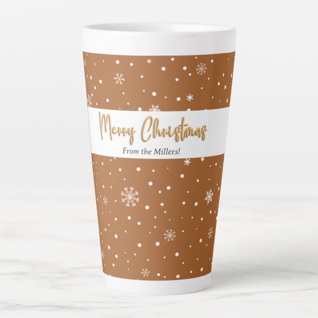 Taza De Café Latte Feliz Navidad Gingerbread Color Snowflake (Anverso)