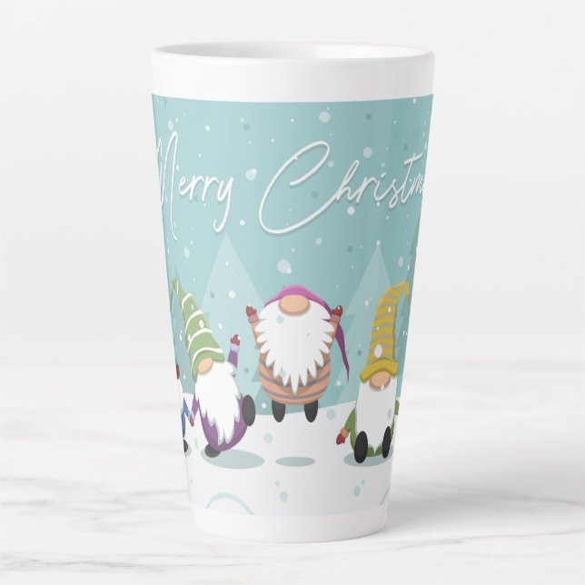 Taza De Café Latte Feliz Navidad Gnomes (Anverso)