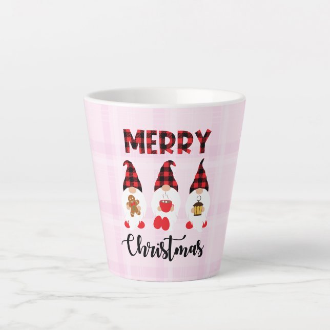 Taza De Café Latte Feliz Navidad - Gnomes de escúfalo (Anverso)
