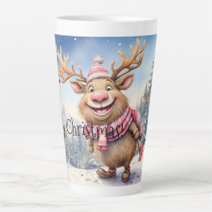 Taza De Café Latte Feliz Navidad Moose