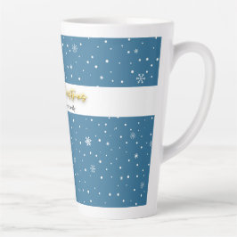 Taza De Café Latte Feliz Navidad Navy Snowflake Elegant Moderno