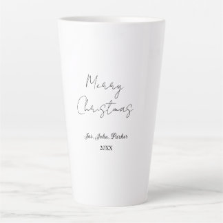 TAZA DE CAFÉ LATTE FELIZ NAVIDAD NOMBRE AÑO 20XX SIMPLE MÍNIMO 