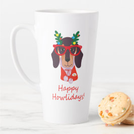 Taza De Café Latte Feliz Navidad Perro Doxie Dachshund Felices Fiesta