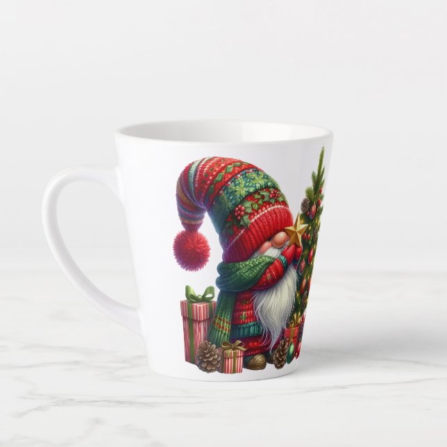 Taza De Café Latte Feliz Navidad Santa Gnome (Izquierda)