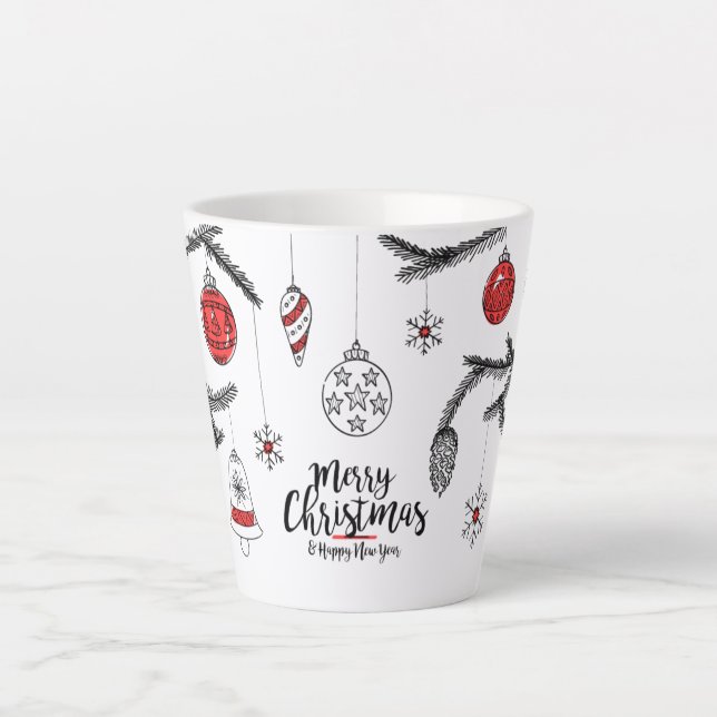 Taza De Café Latte Feliz Navidad y Feliz Año Nuevo (Anverso)