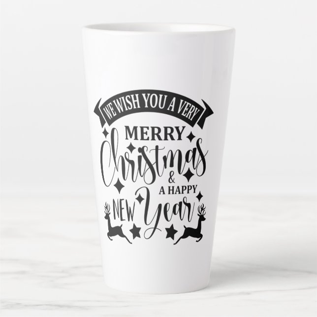 Taza De Café Latte Feliz Navidad y Feliz Año Nuevo (Anverso)