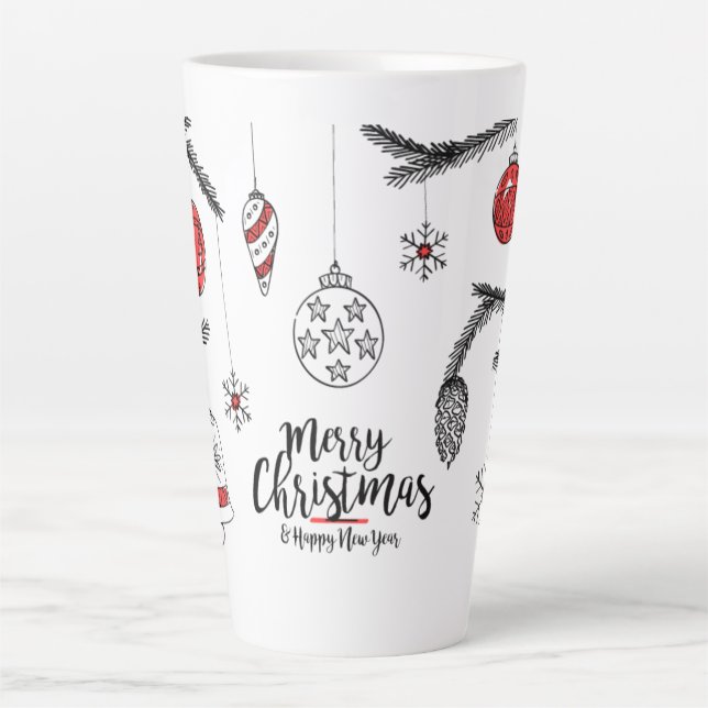 Taza De Café Latte Feliz Navidad y Feliz Año Nuevo (Anverso)