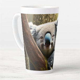 Taza De Café Latte Feliz Oso Australiano De Koala En El Árbol, Latte 