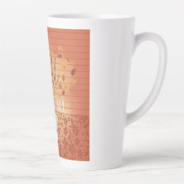 Taza De Café Latte Feliz otoño con café y hojas de otoño