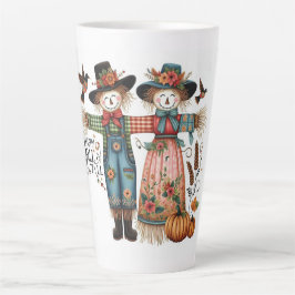Taza De Café Latte Feliz otoño te cortarás el espantapájaros y el fol