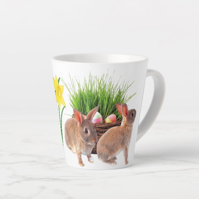 Taza De Café Latte Feliz Pascua Conejo Fiesta Estacional  (Ángulo derecho)