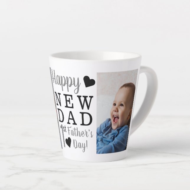 Taza De Café Latte Feliz Primer Día del Padre, nuevo papá, foto de be (Ángulo derecho)