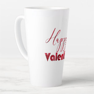 Taza De Café Latte Feliz San Valentín elegante Roses Rojos Texto romá