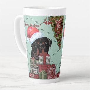 Taza De Café Latte ¡Feliz Woofmas! Regalo de los Navidades de Rottwei