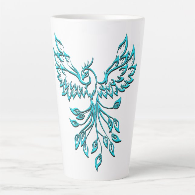 Taza De Café Latte Fénix azul turquesa se eleva (Anverso)