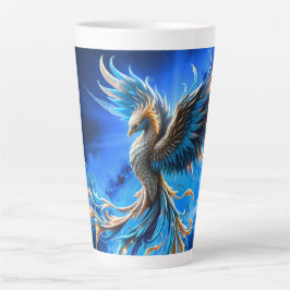 Taza De Café Latte Fénix del Amanecer Zafiro