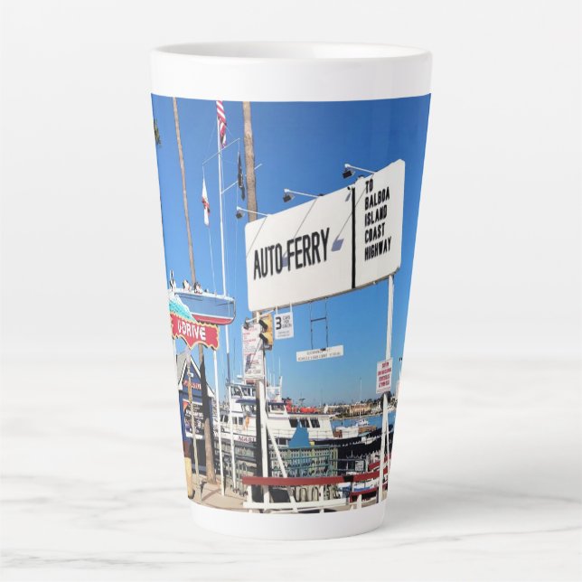 Taza De Café Latte Ferry de la isla Balboa, Newport Beach, California (Anverso)