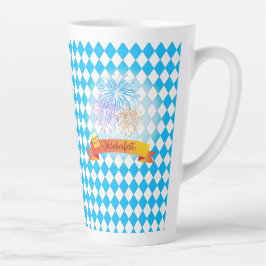 Taza De Café Latte Festival de cerveza OKTOBERFEST Bandera azul bávar