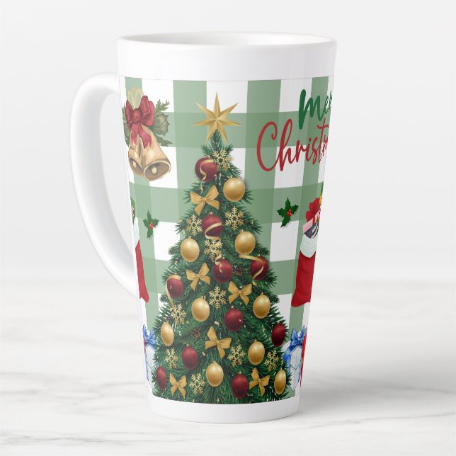 Taza De Café Latte Festive Christmas Tree with Cozy Winter Design gif (Ángulo izquierdo)
