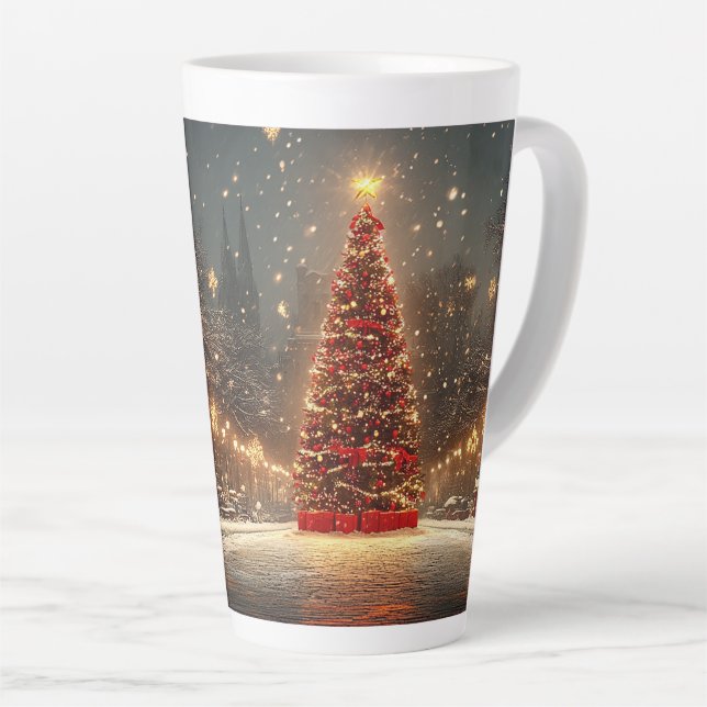 Taza De Café Latte Festive Christmas Tree with Cozy Winter Design gif (Ángulo derecho)