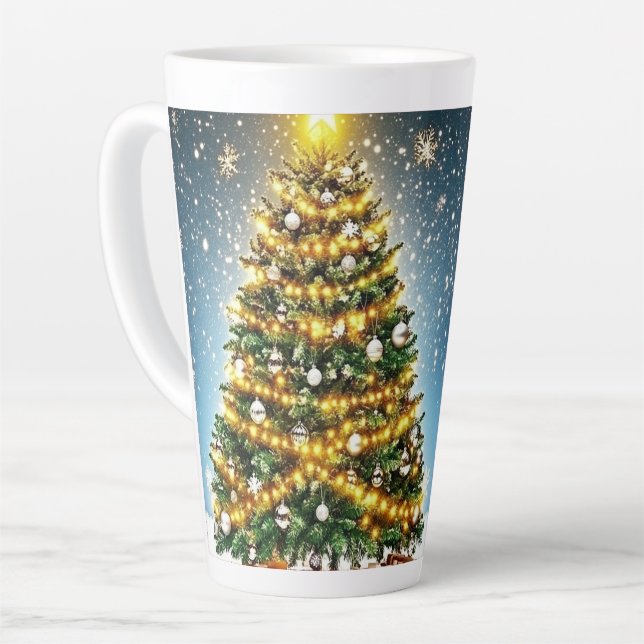Taza De Café Latte Festive Christmas Tree with Cozy Winter Design gif (Ángulo izquierdo)
