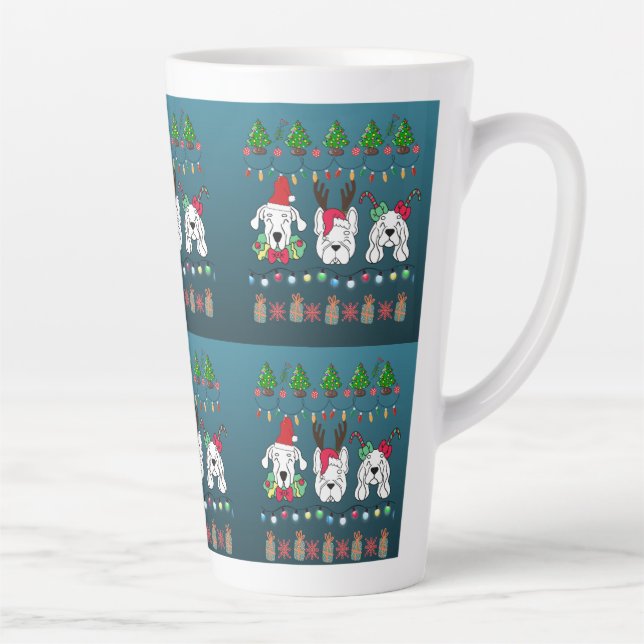 Taza De Café Latte Festive dogs Christmas pattern - cute hoiiday dogs (Derecha)