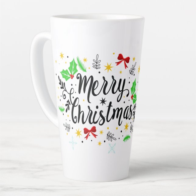 Taza De Café Latte Festividad Feliz Navidad (Ángulo izquierdo)